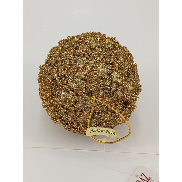 RAZ Imports 3.5" Gold Glitter Ball Ornament Christmas Tree Decor Holiday New - Picture 3 of 4